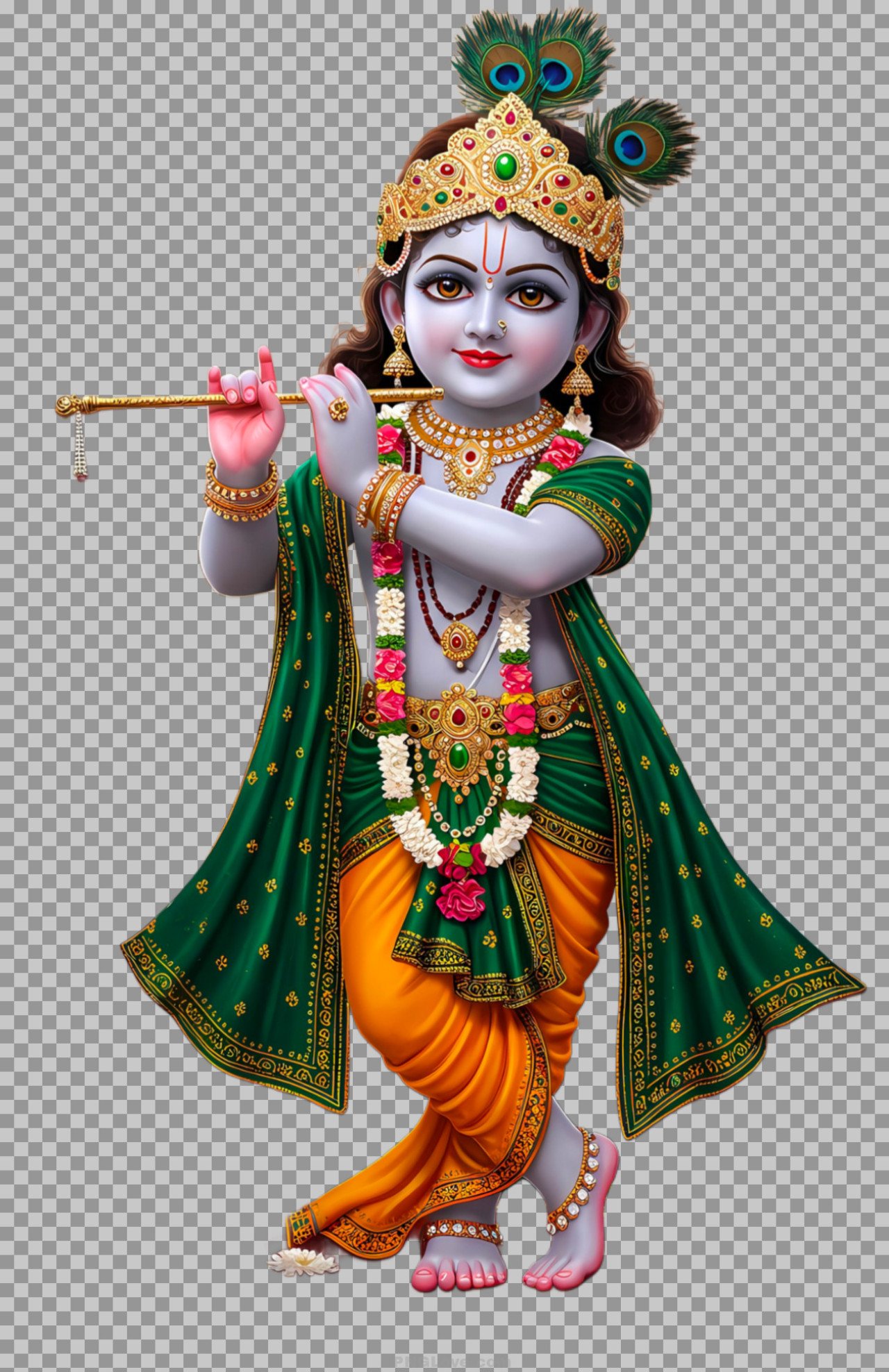 Lord Krishna Playing Flute PNG transparent image download