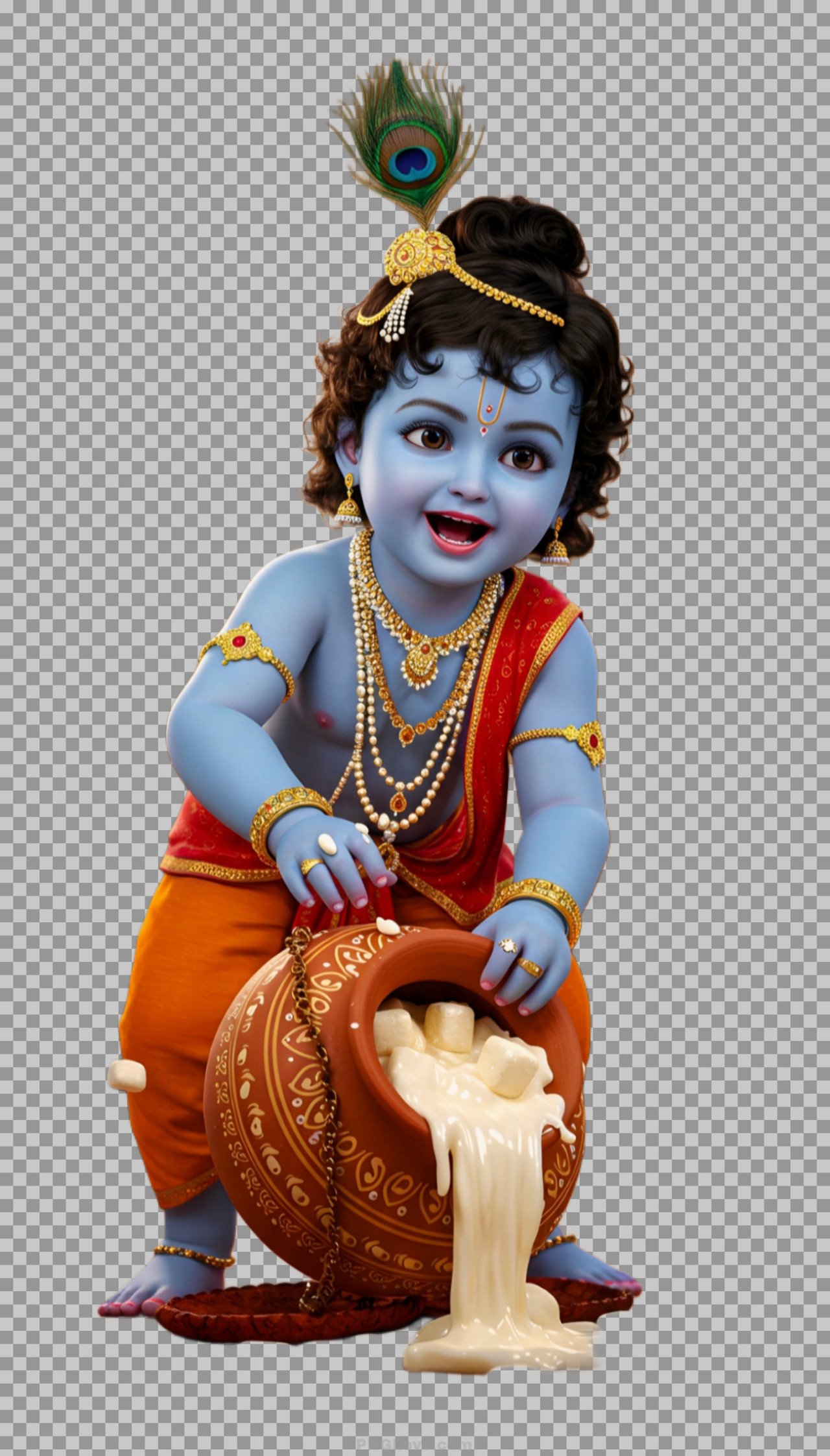 Lord Krishna as a Child with Butter Pot PNG transparent image download