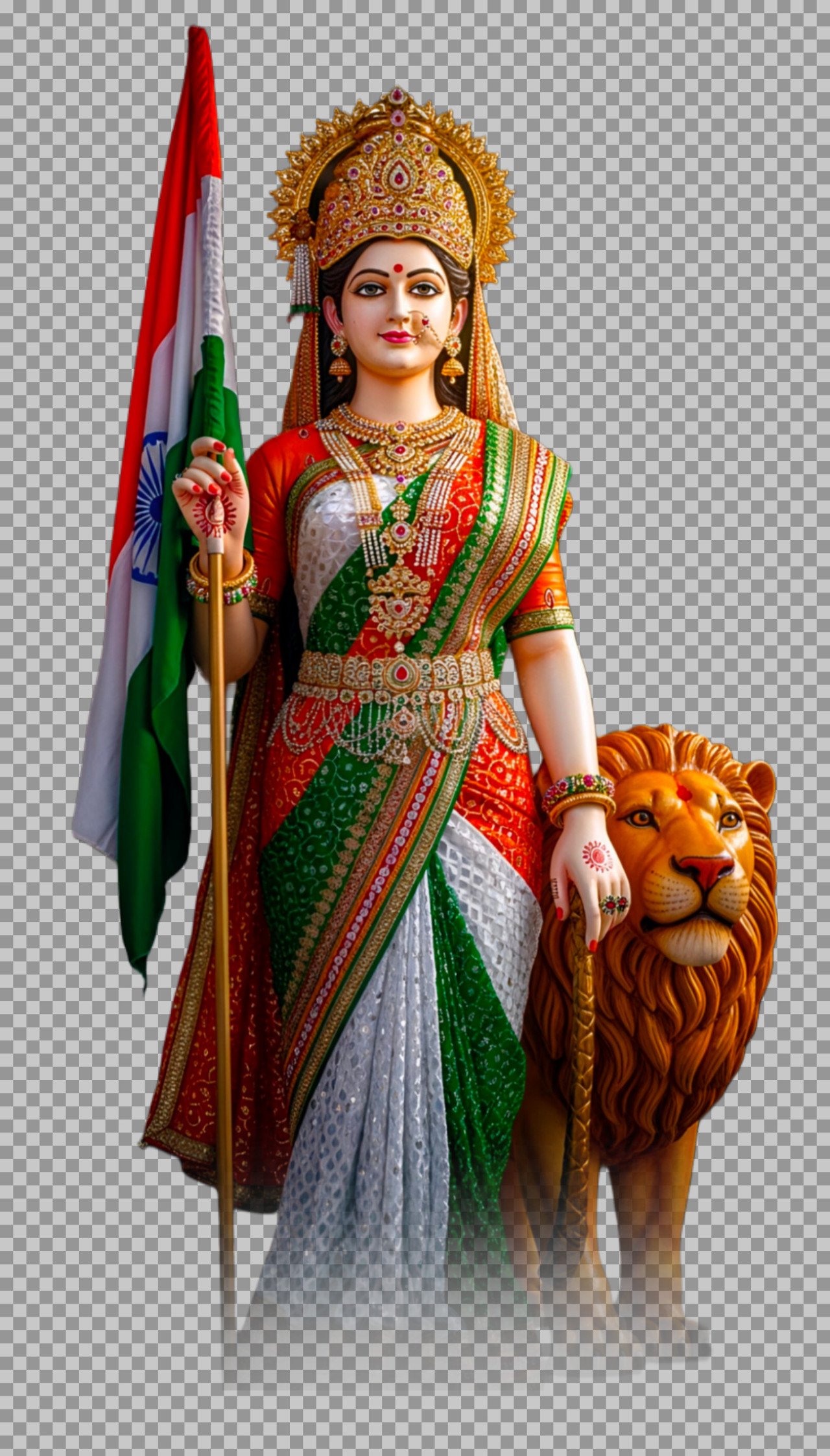 Bharat Mata with Indian Flag PNG | Free Download for Patriotic Designs
