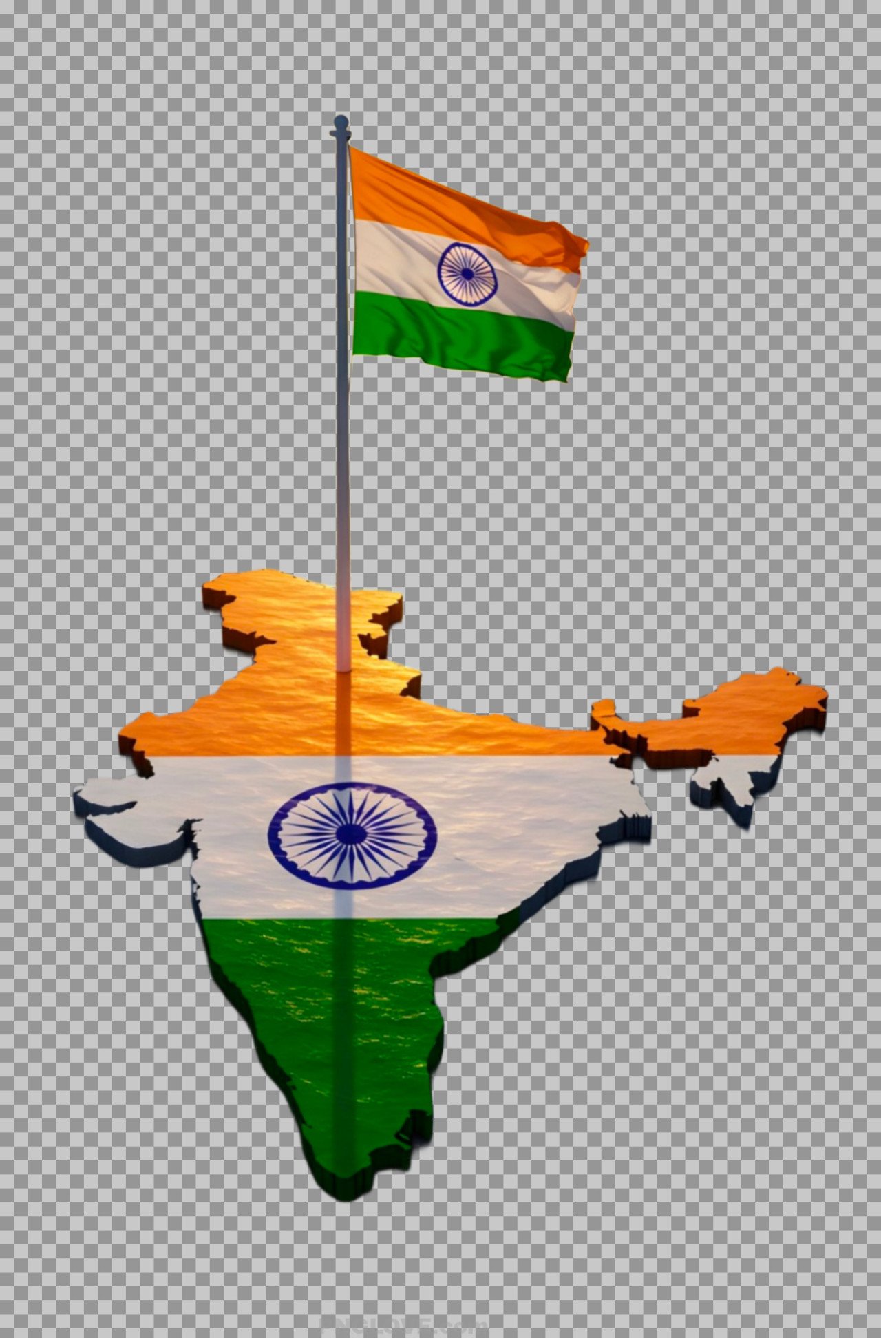 India Map PNG with National Flag | Tricolor Indian Map Transparent Image