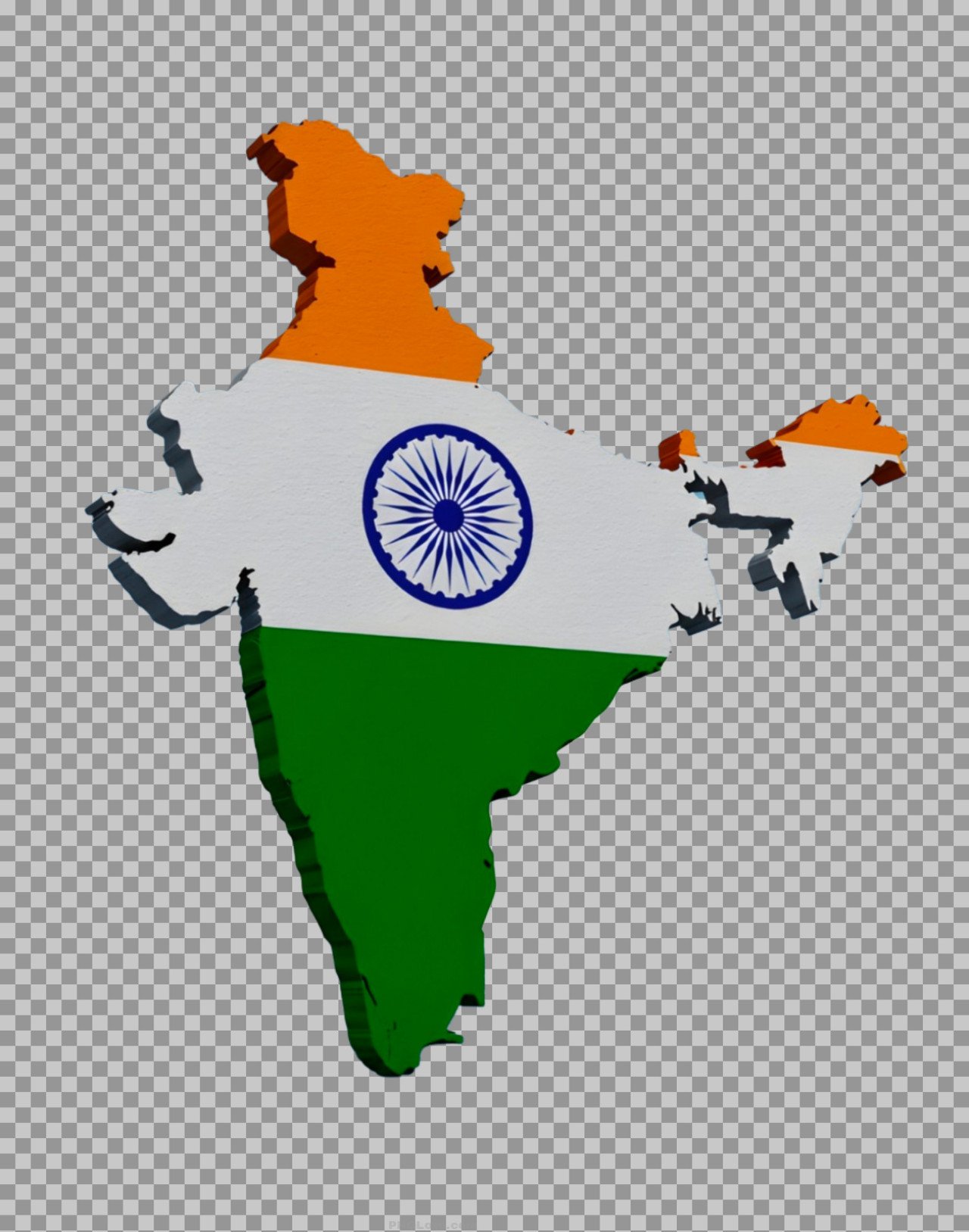 3D India Map with Tiranga Flag Colors png images