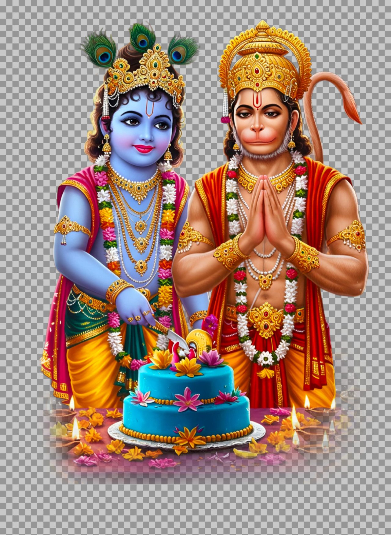 Lord Krishna & Hanuman Birthday Celebration janmashtami PNG Image...