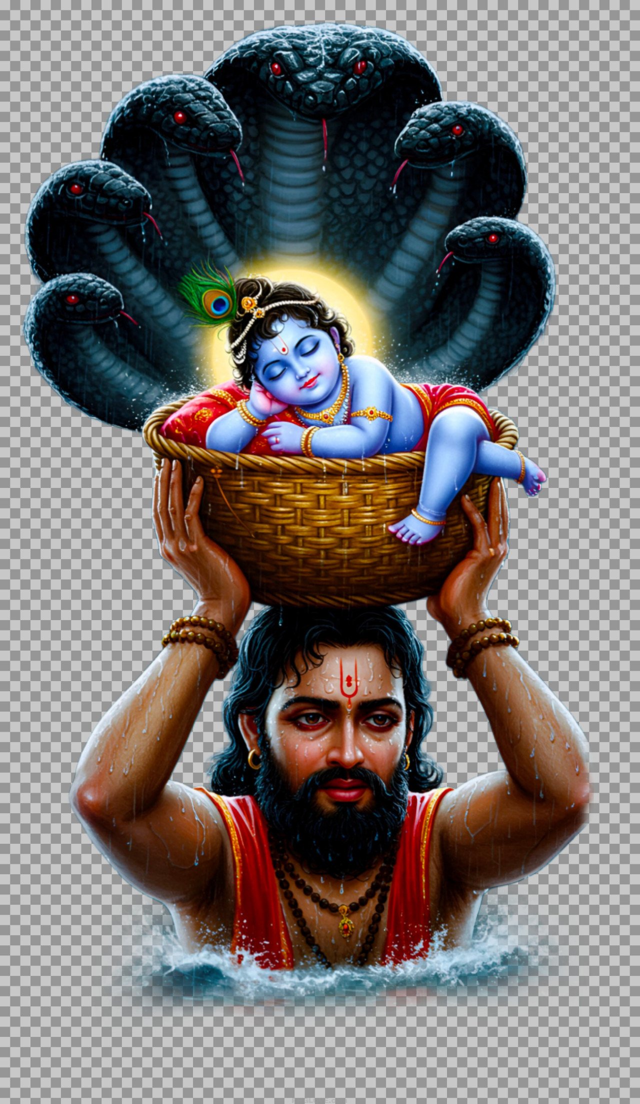 Vasudeva Carrying Baby Krishna PNG | Janmashtami png Image...