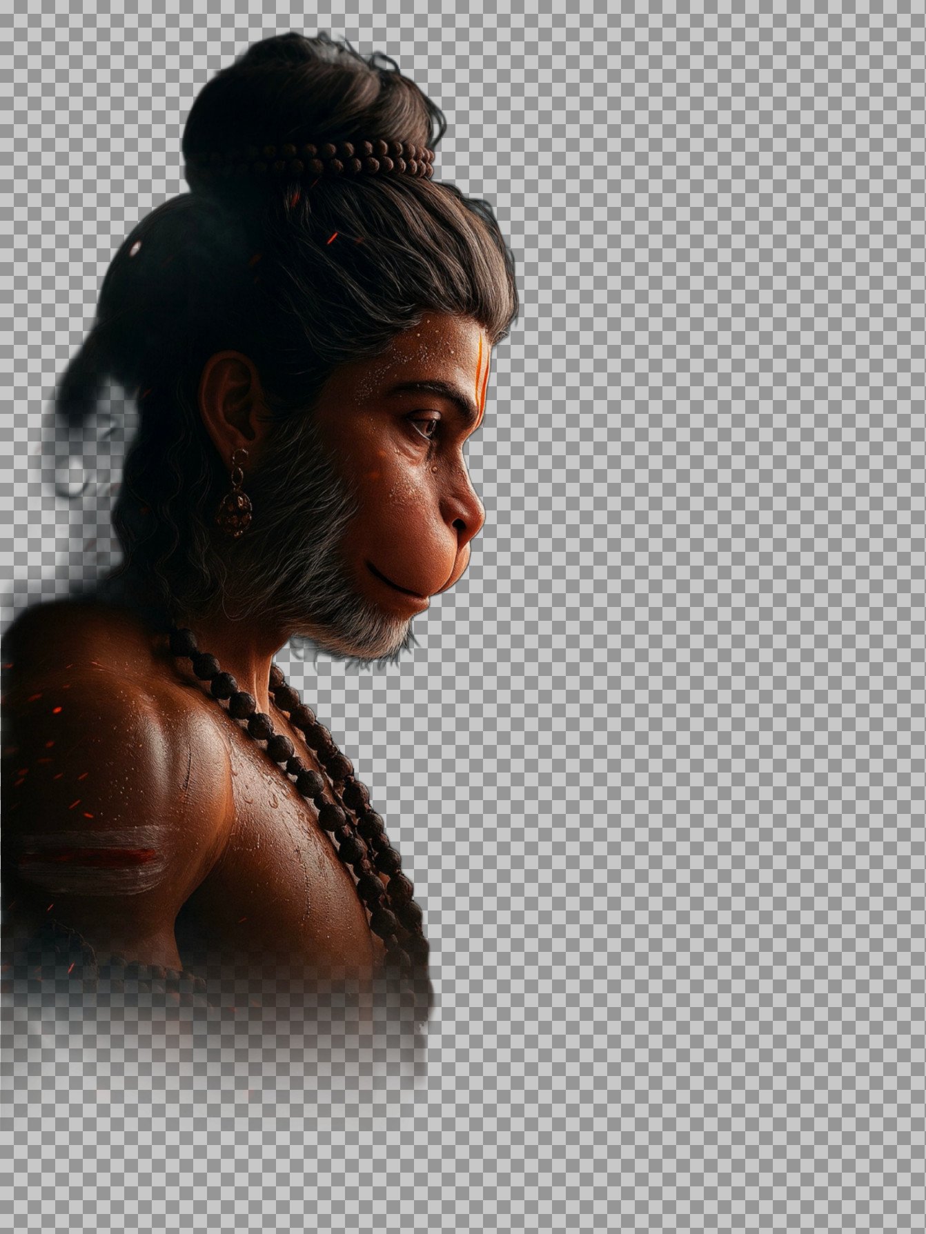 Powerful Bajrangbali Side Profile PNG | 4K Devotional Photo