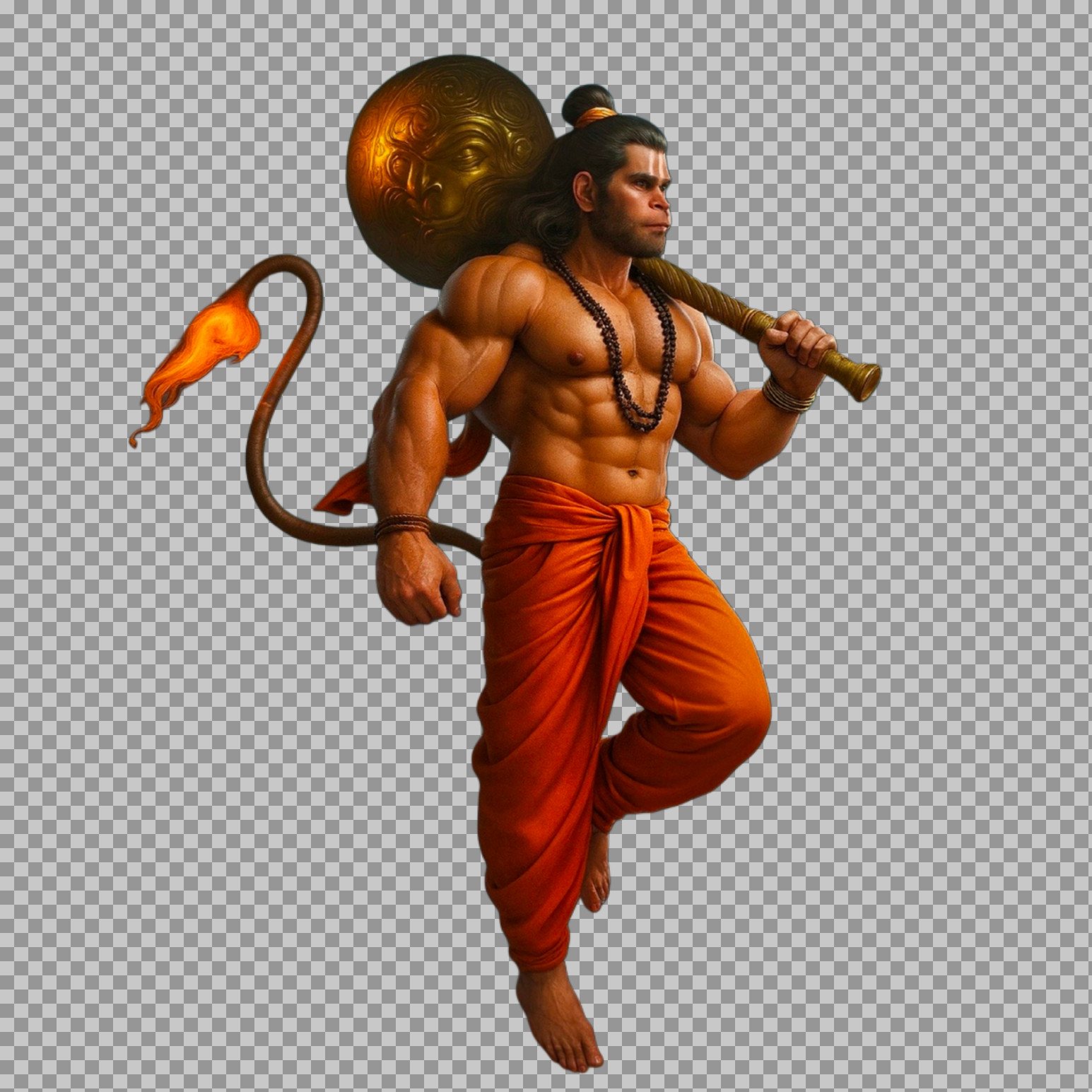 Powerful Hanuman PNG with Gada | Free HD Transparent Download
