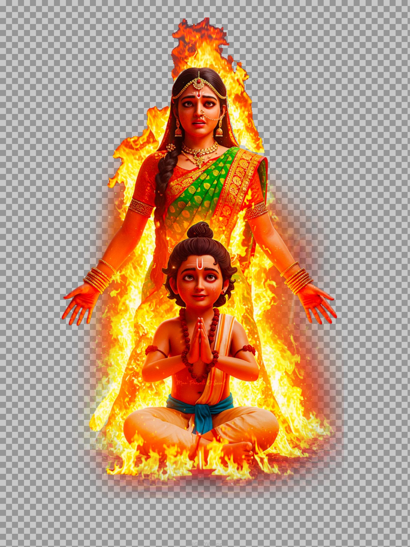 Holika Dahan PNG | Free HD  PNG Image of Prahlad and Holika