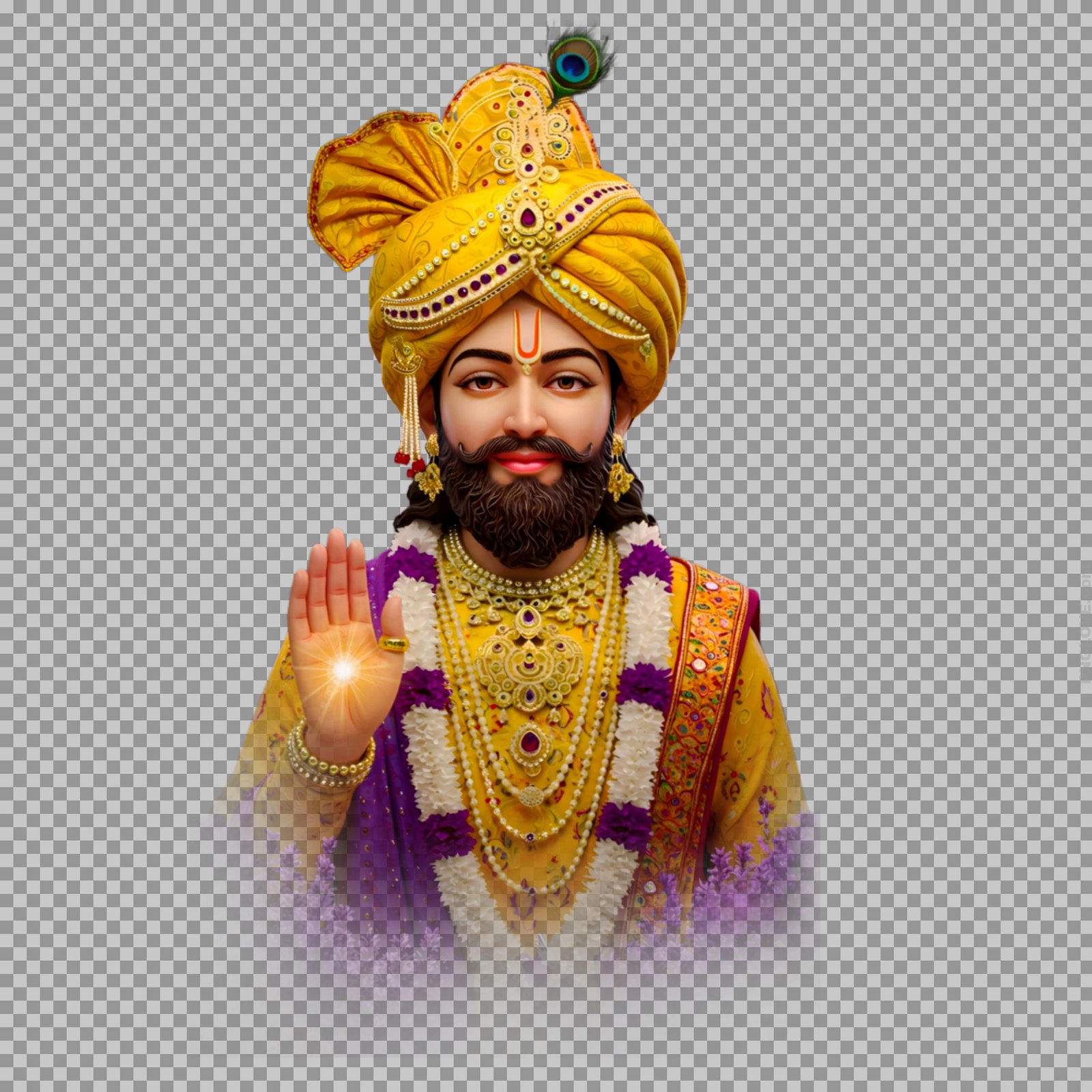 Shyam Baba Photo PNG | Yellow Turban Transparent Image
