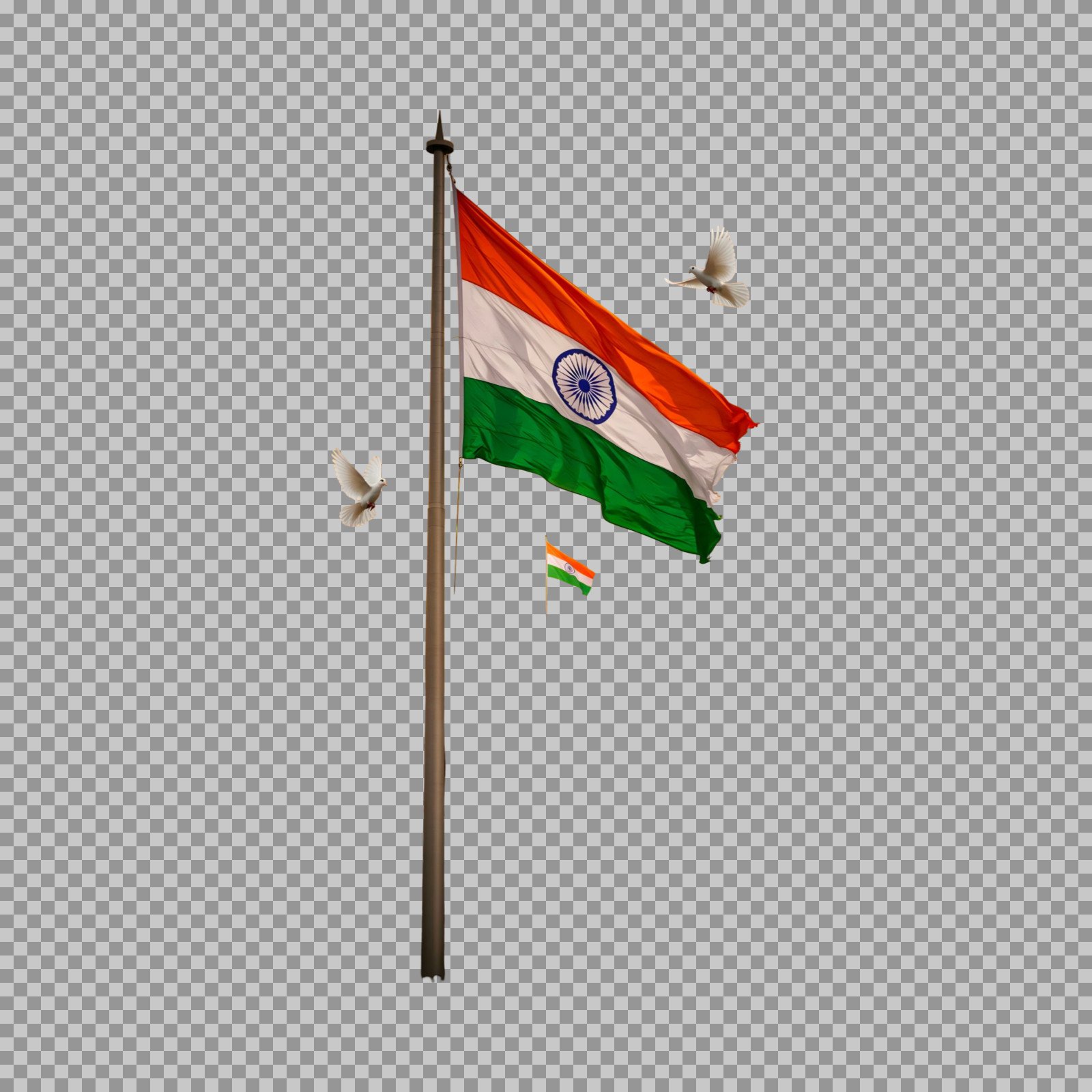 Indian Flag PNG with Doves | Free HD Transparent Download
