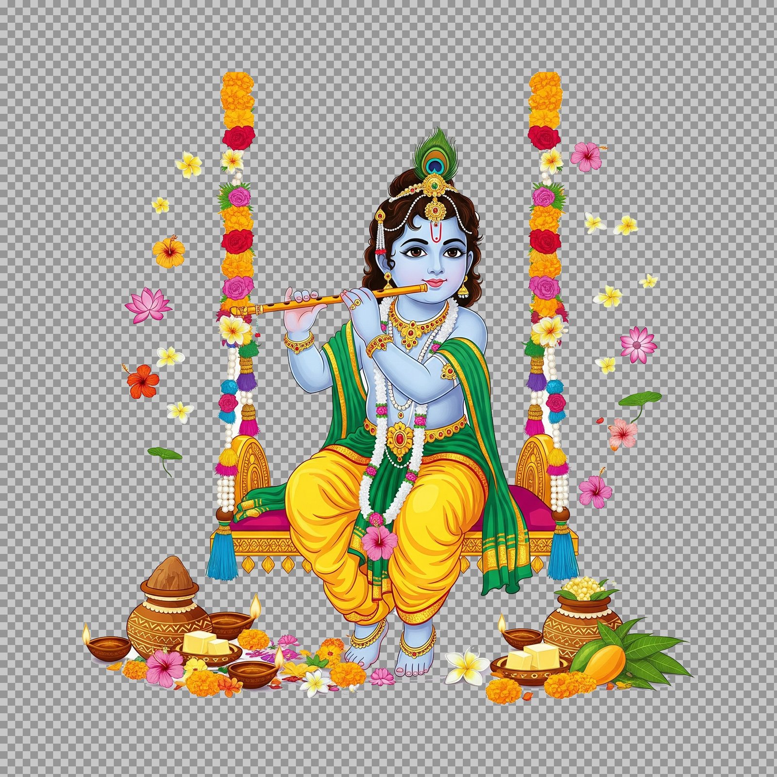 Bal Krishna Janmashtami PNG on Swing (Jhula) | Free HD Download...