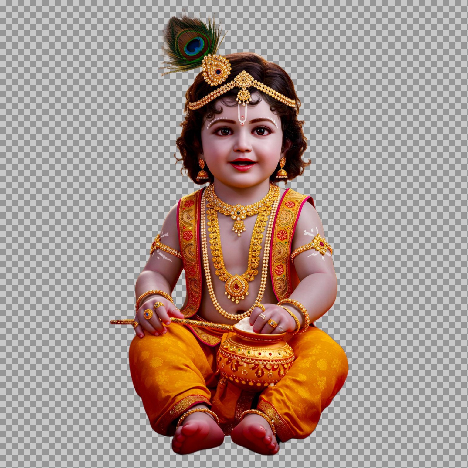 Cute Bal Krishna (Laddu Gopal) PNG | Free HD Download...