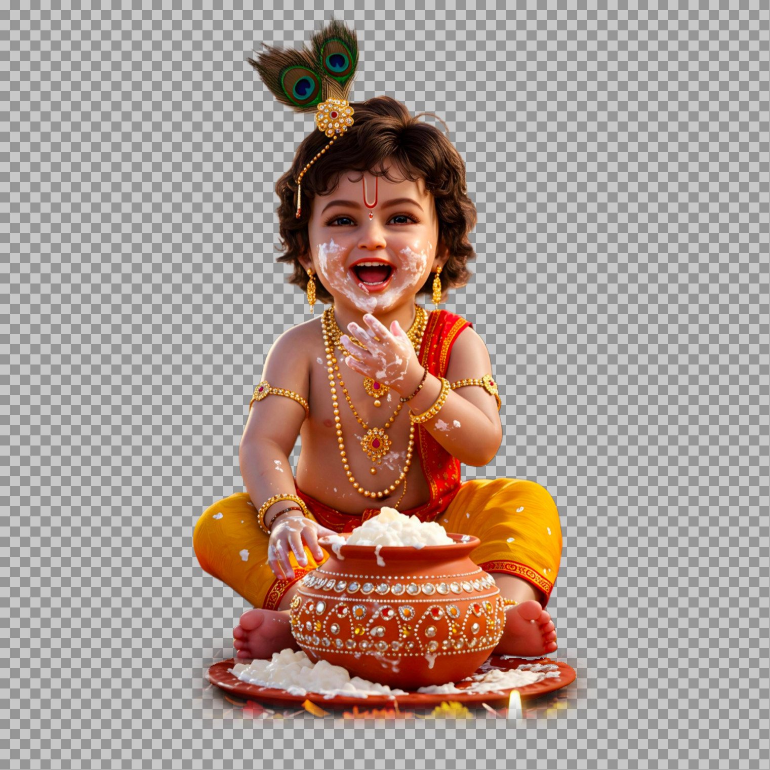 Little Lord Krishna (Makhan Chor) - High-Quality Transparent PNG...