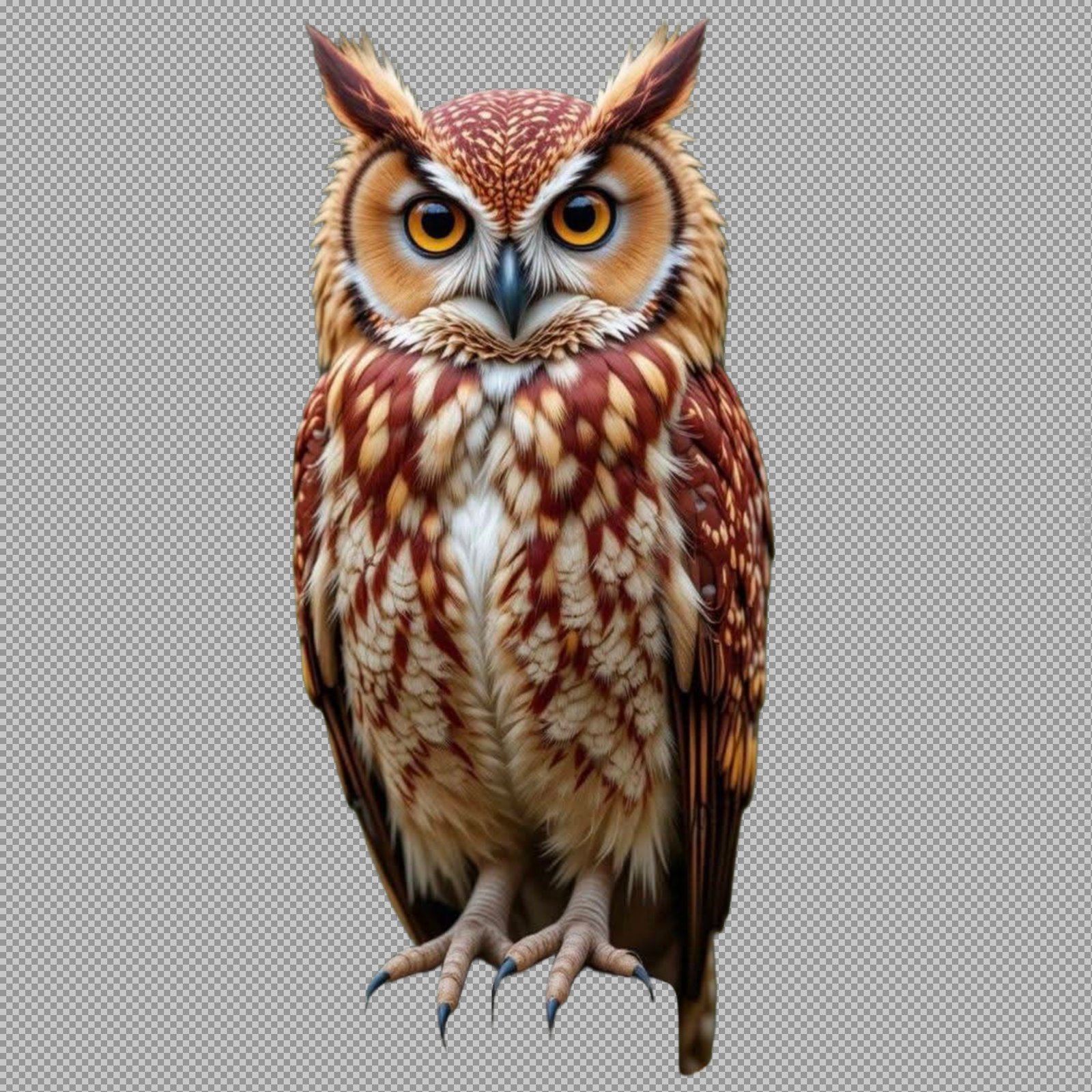 Majestic Horned Owl PNG with Transparent Background...