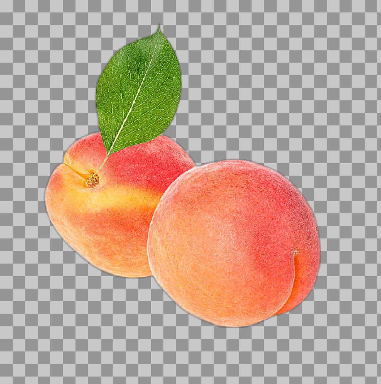 Two Ripe Peaches with Leaf png images download...
