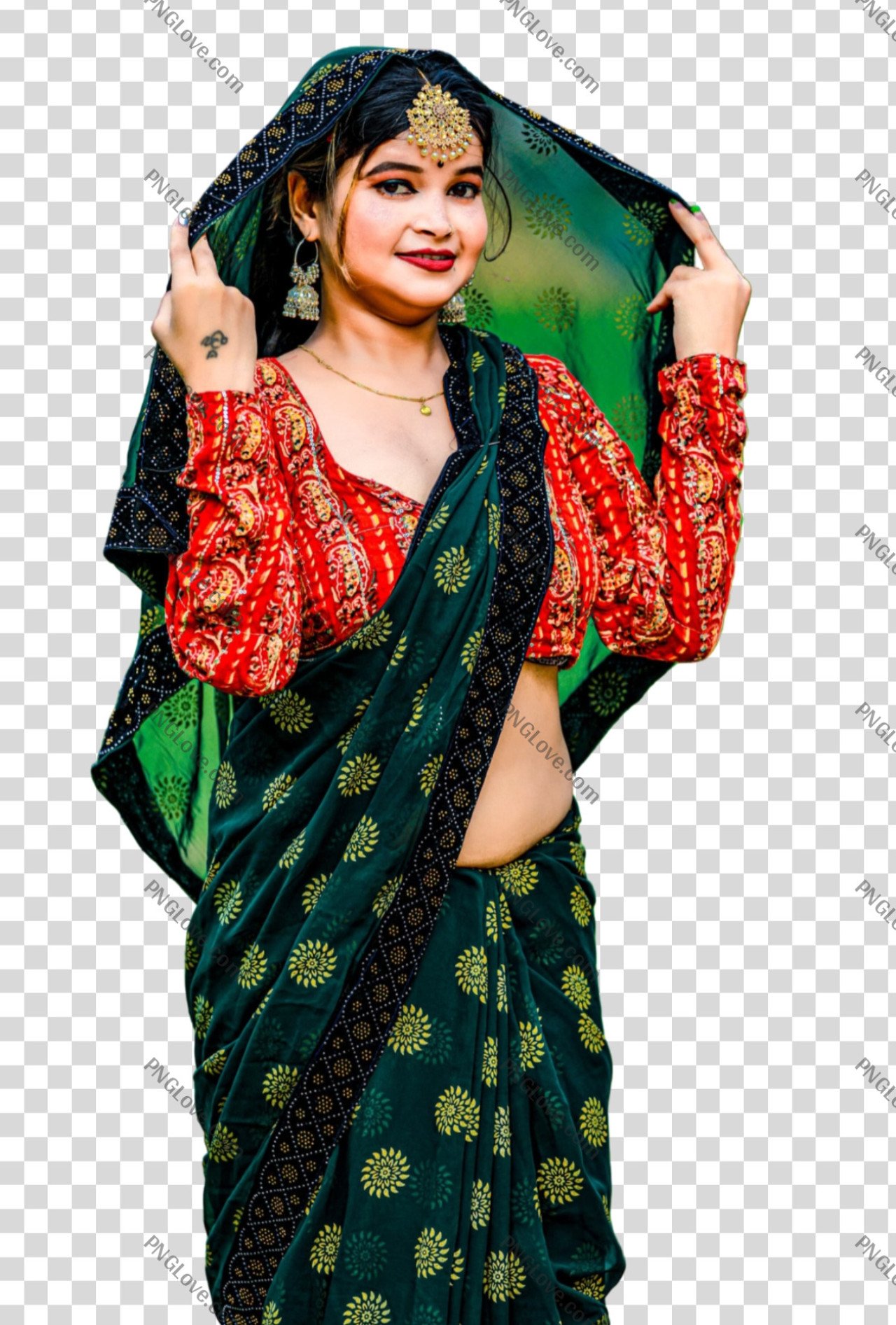 Beautiful Indian Woman in Saree PNG | Isolated Model...