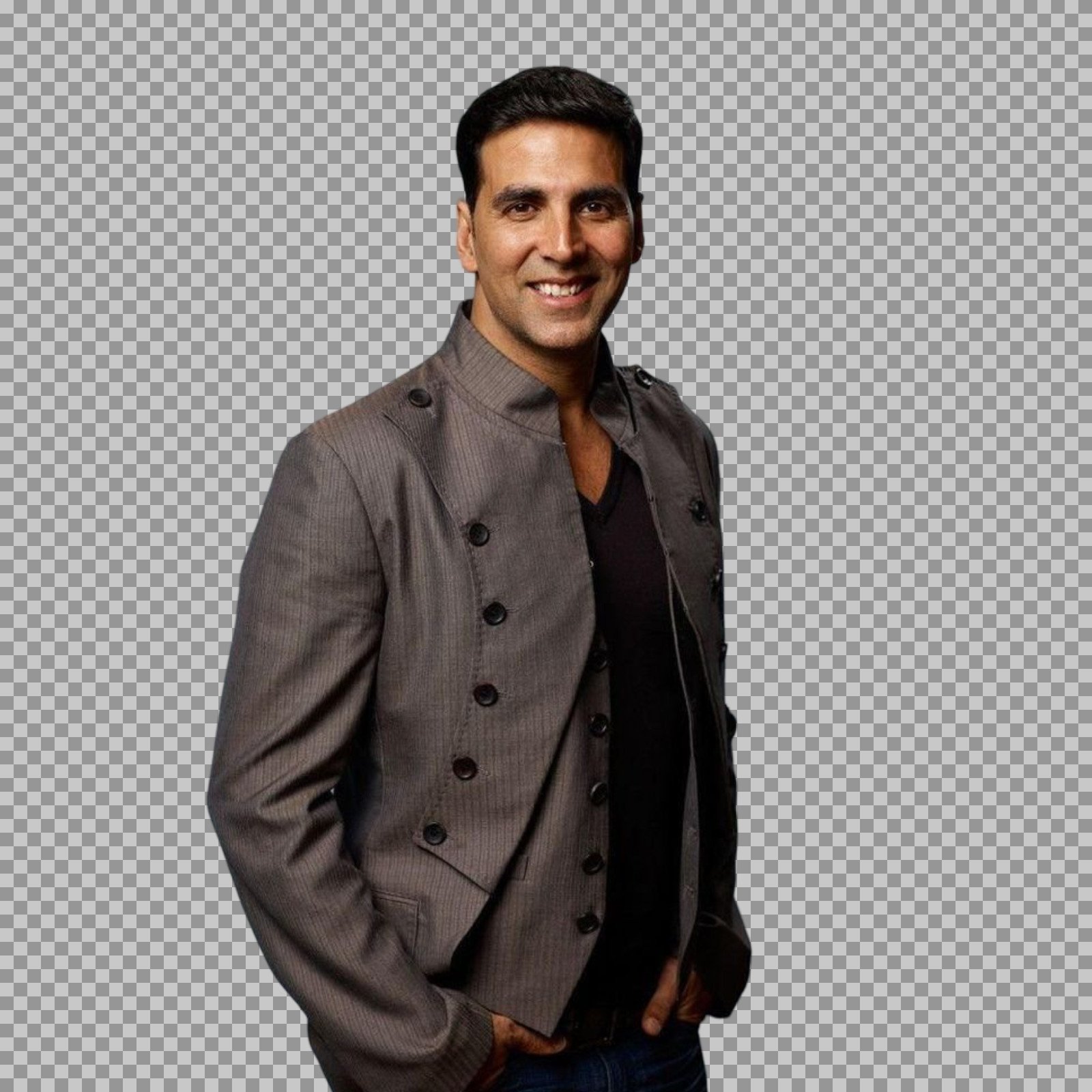 Akshay Kumar PNG in Grey Jacket | Free Transparent Image