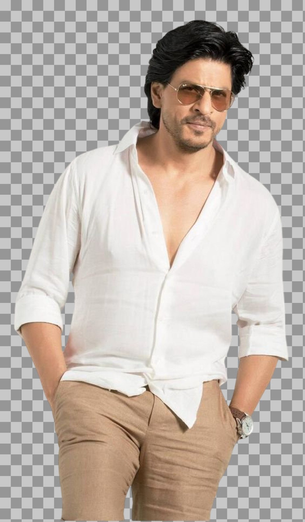 Bollywood actor Shah Rukh Khan in a Cool White Shirt & Sunglasses | SRK PNG...
