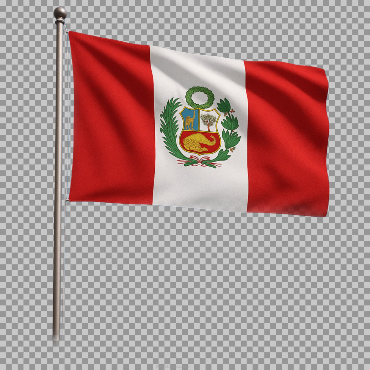 Waving Peru Flag with Coat of Arms PNG | Transparent Background...