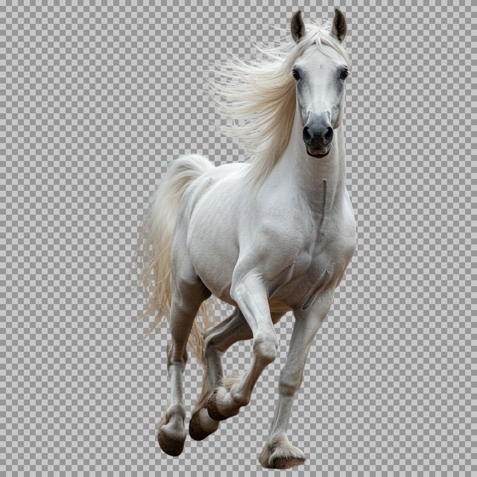 Majestic White Horse Running PNG | Transparent Background