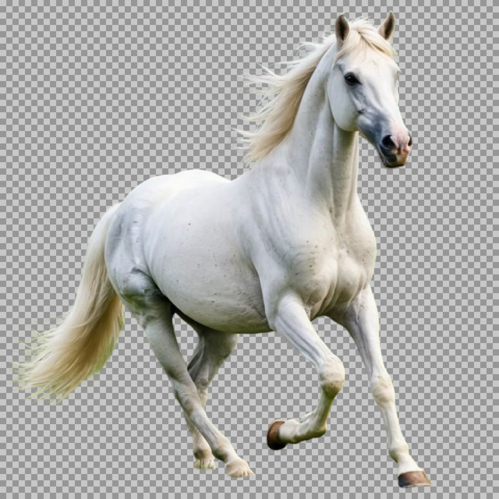Elegant White Horse Running PNG Transparent image...