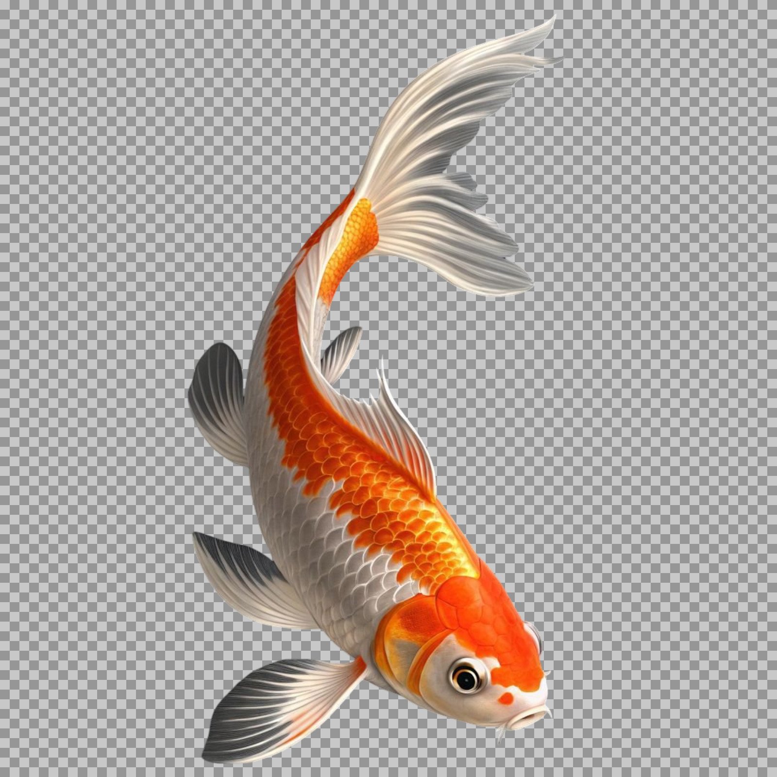 Stunning Orange and White Koi Fish PNG Transparent Image...