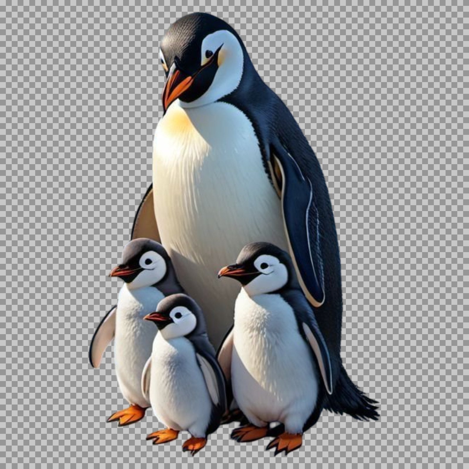Penguin Family PNG | Parent & Chicks with Transparent Background...