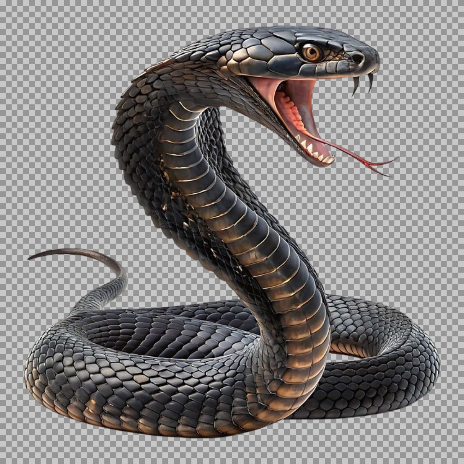 Aggressive Black Cobra PNG image...