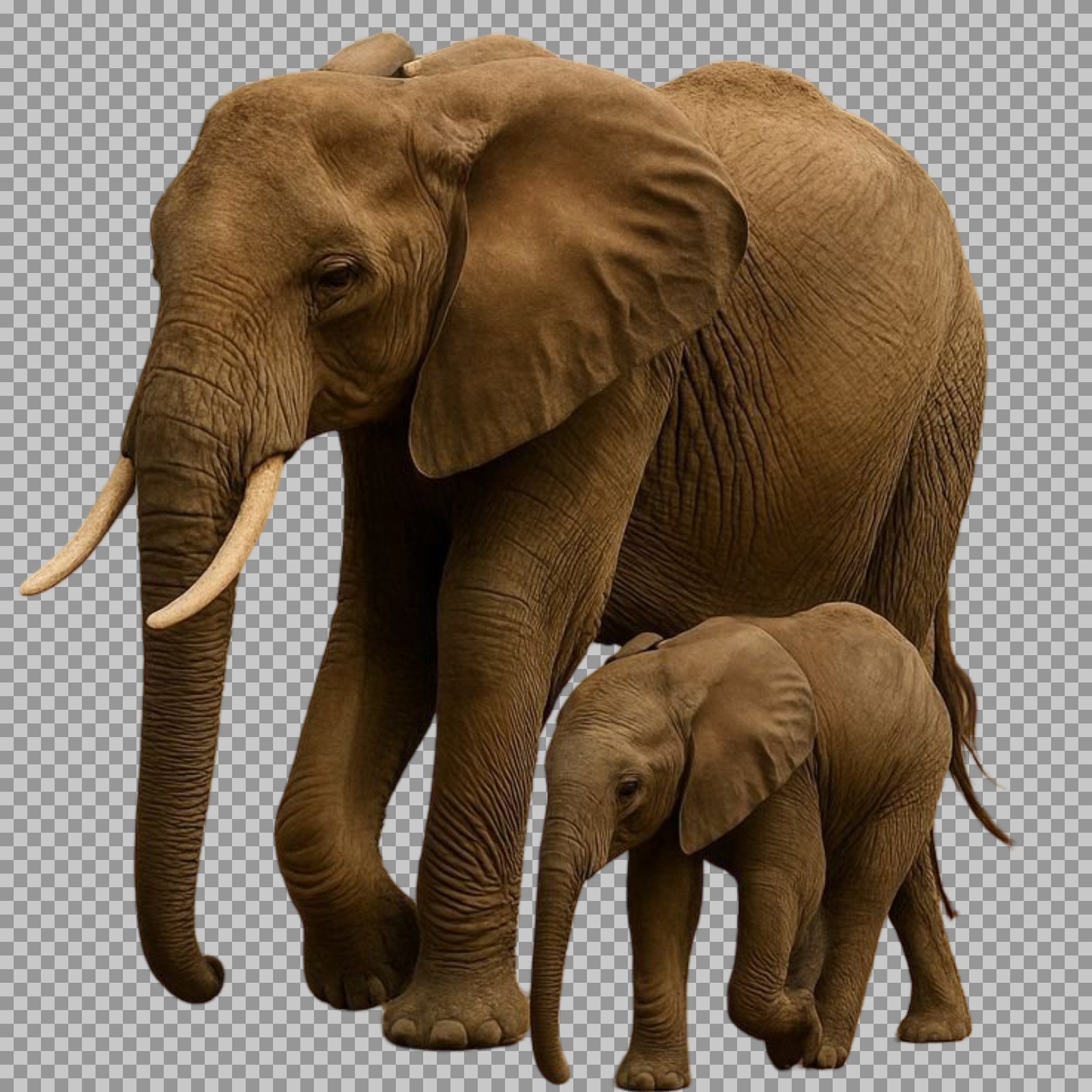 Elephant and Baby PNG | Mother & Calf with Transparent Background...
