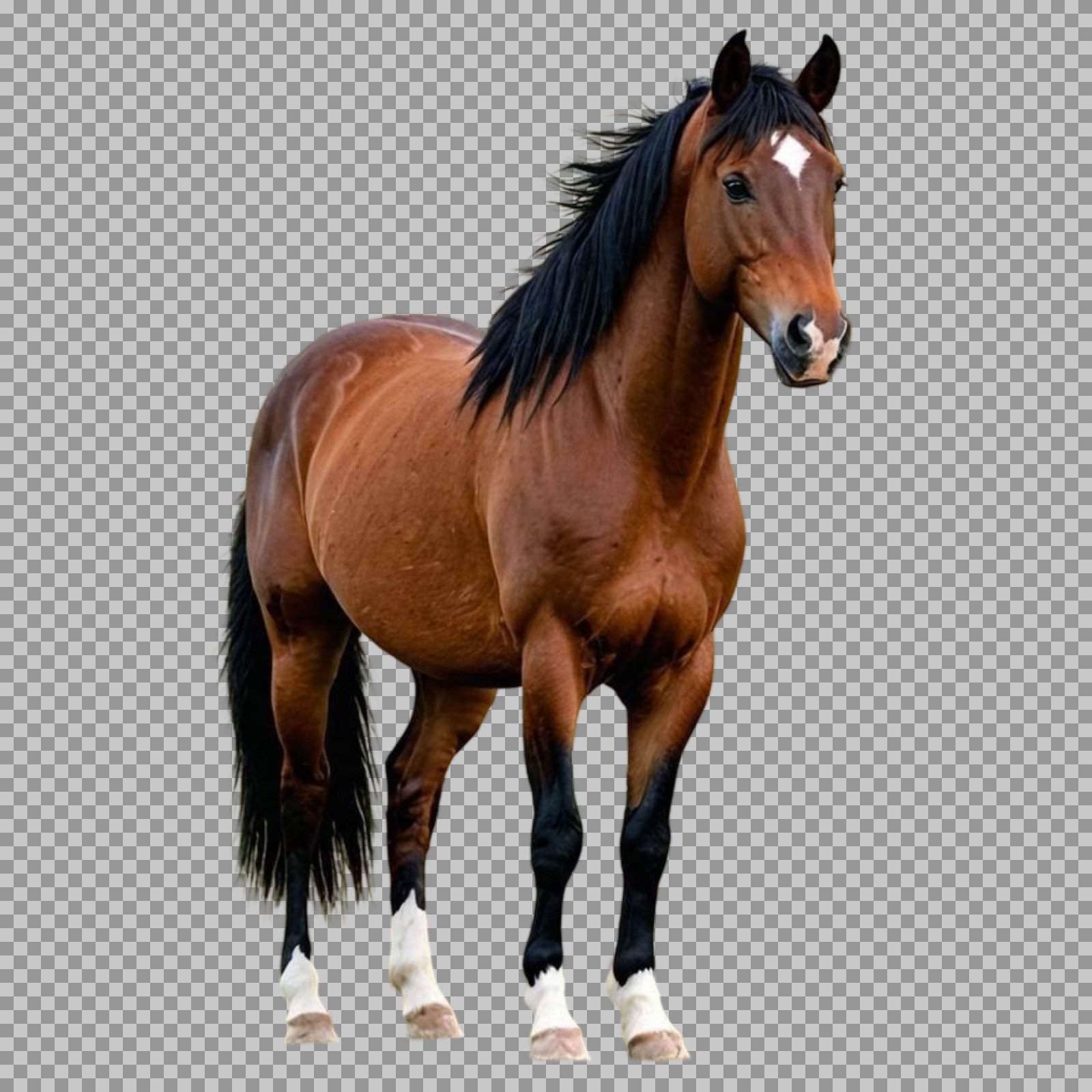 Standing Brown Horse PNG image...