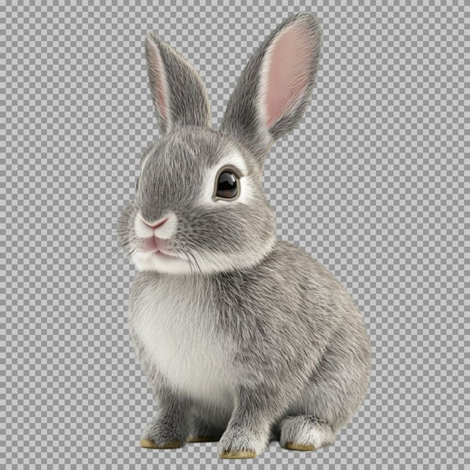 Cute Grey Rabbit PNG transparent image...