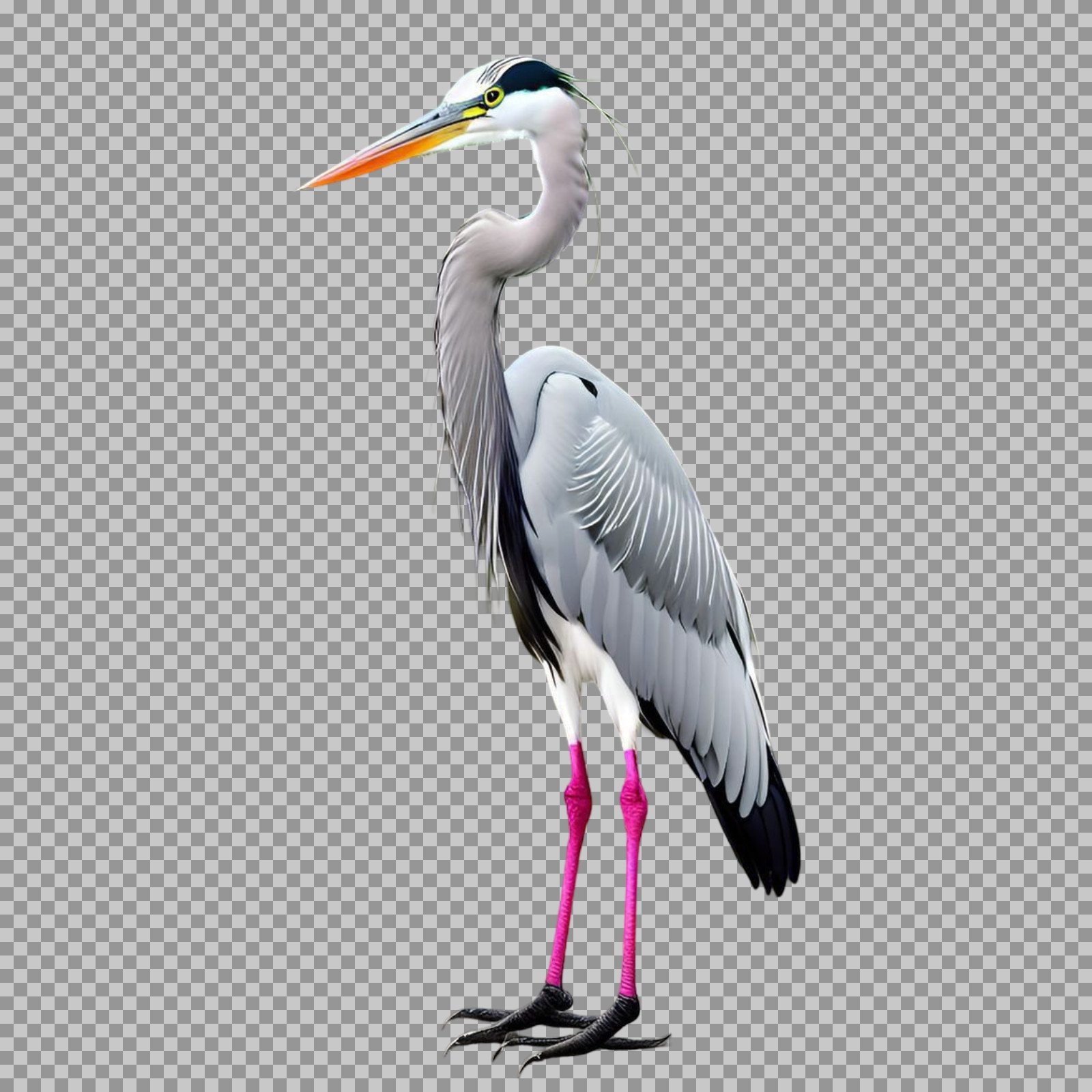 Artistic Heron PNG | Bird with Pink Legs Cutout...