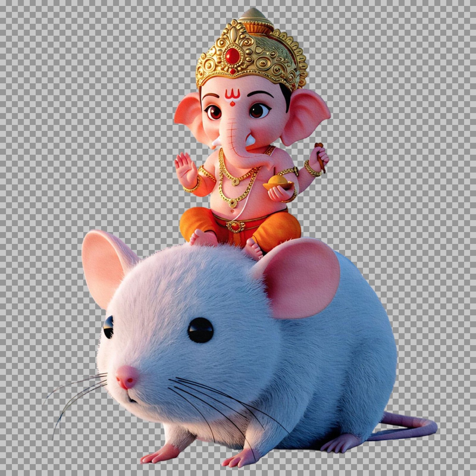Cute 3D Ganesha on Mouse PNG | Adorable Bal Ganesha png...