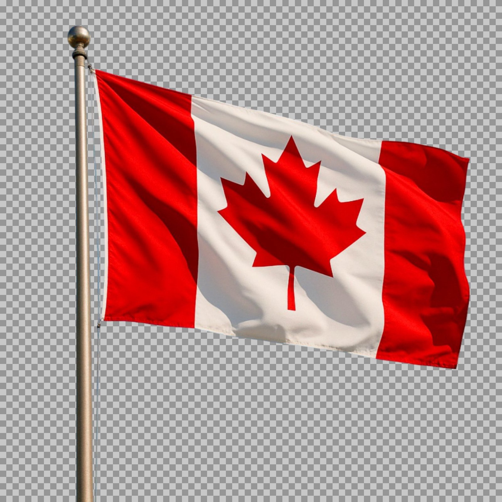 Waving Canadian Flag PNG with Transparent Background
