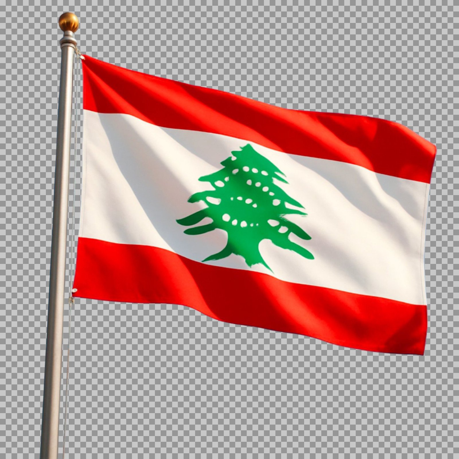 Waving Flag of Lebanon PNG with Transparent Background...