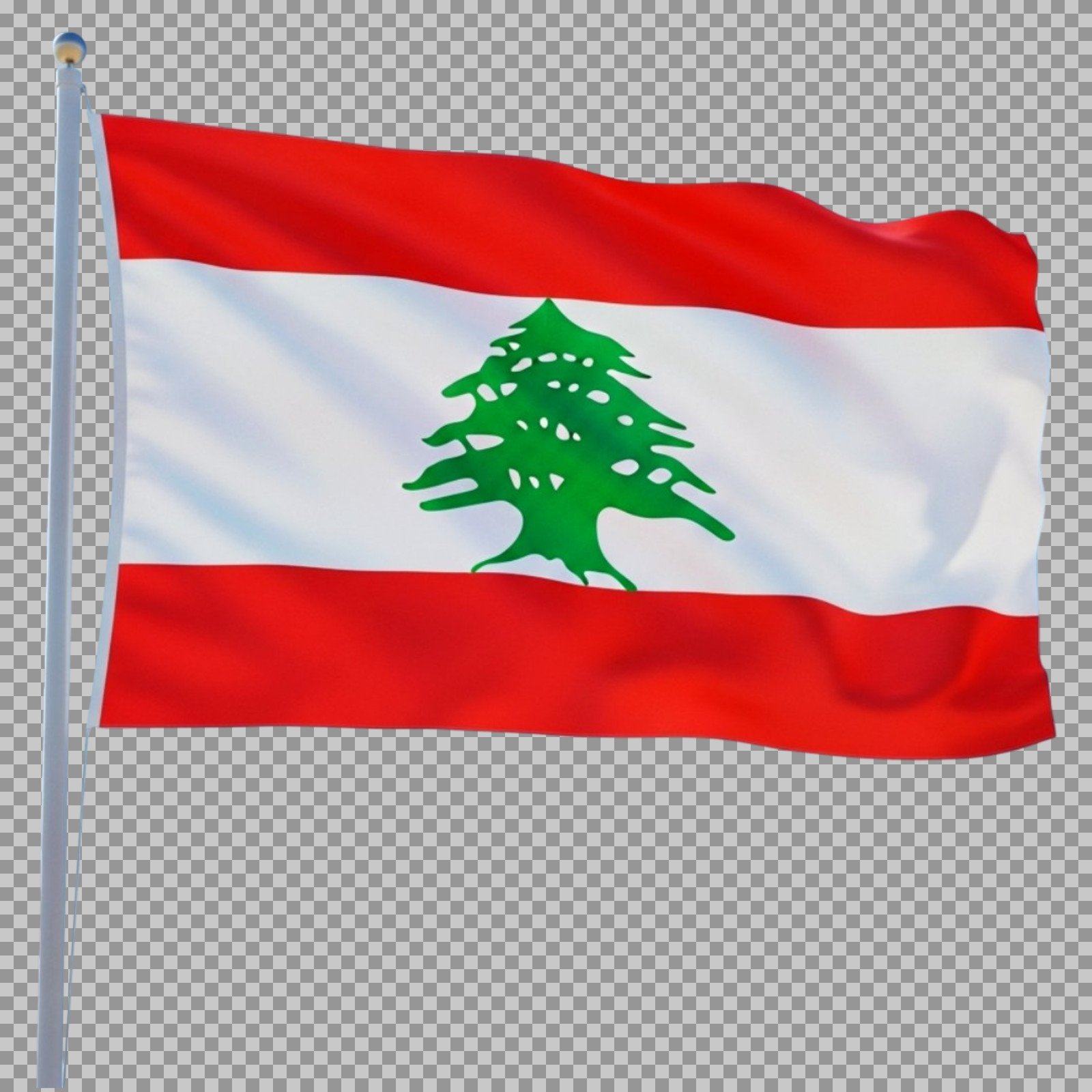 High-Quality Waving Lebanese Flag PNG | Transparent Background...
