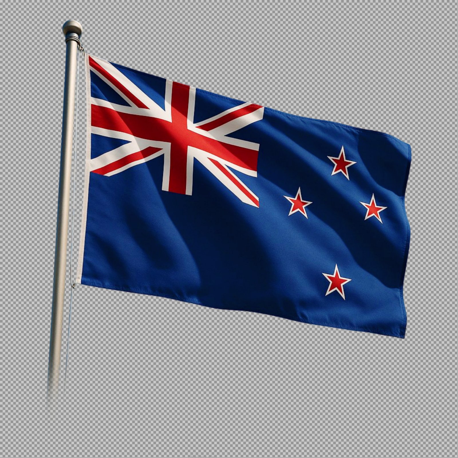 Waving New Zealand Flag PNG with Transparent Background...