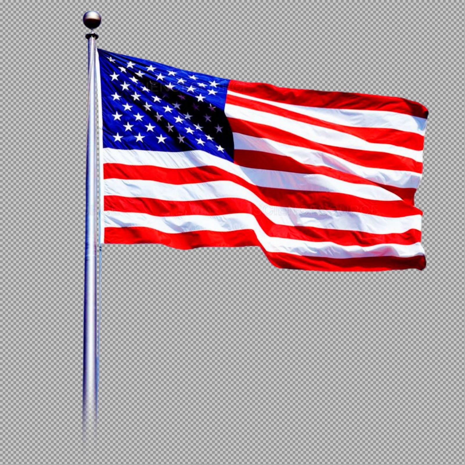 Waving American Flag PNG with Transparent Background...