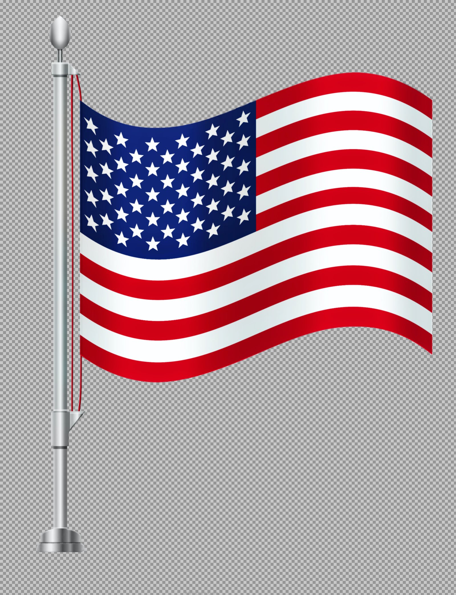 American Flag Clipart PNG on Flagpole | Transparent Background...