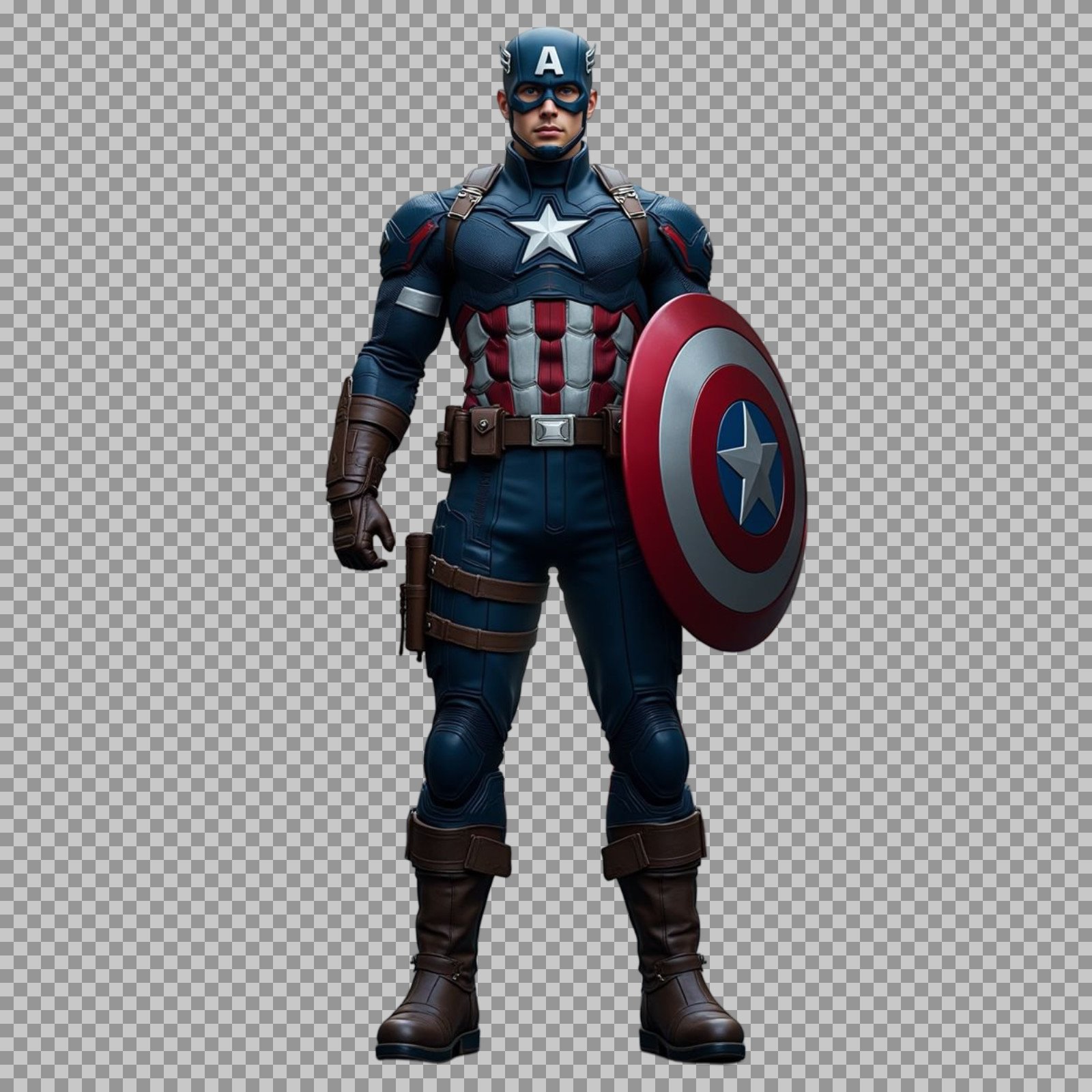 Captain America PNG | Full-Body Superhero with Transparent Background...