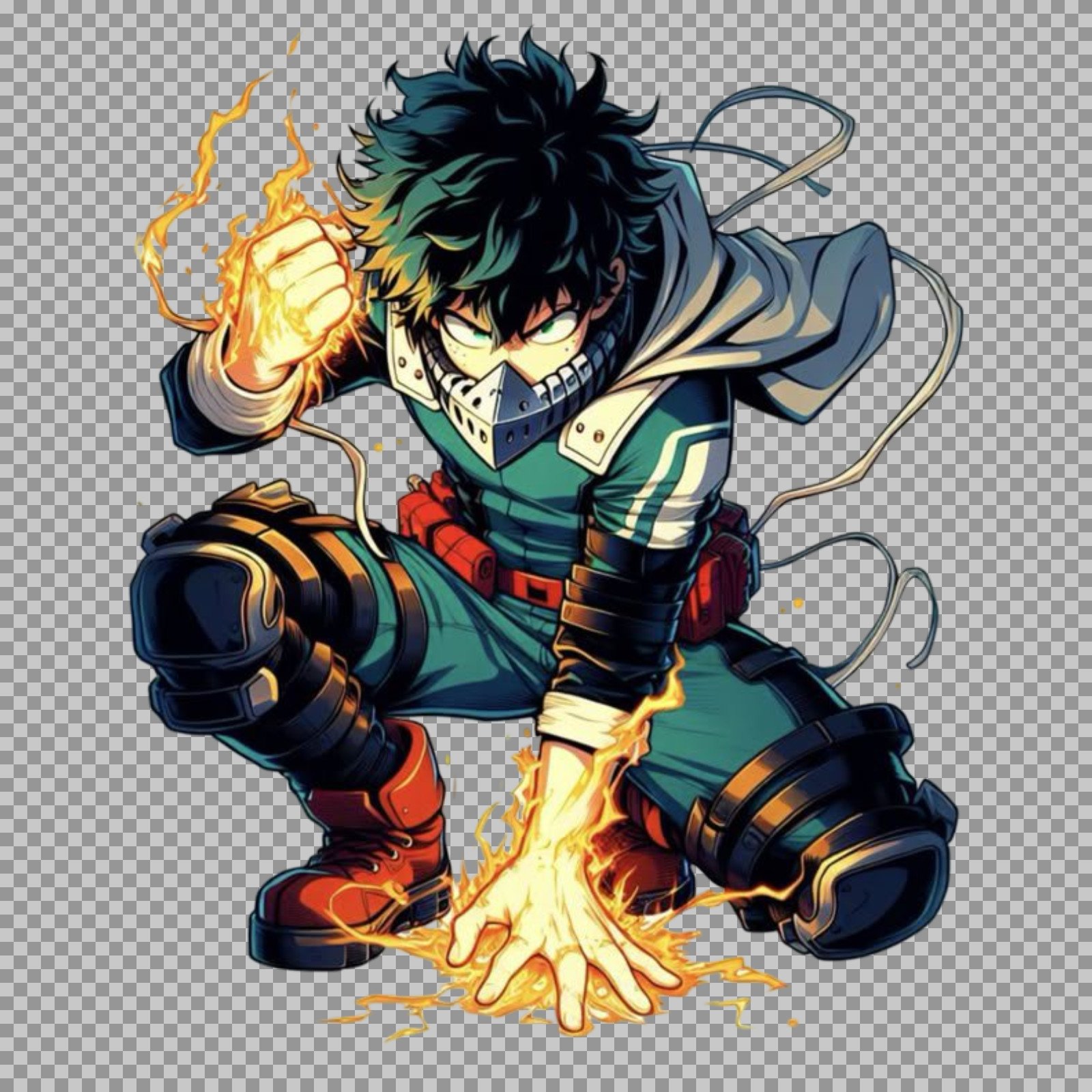 Deku Fiery Power PNG | My Hero Academia Transparent Art...