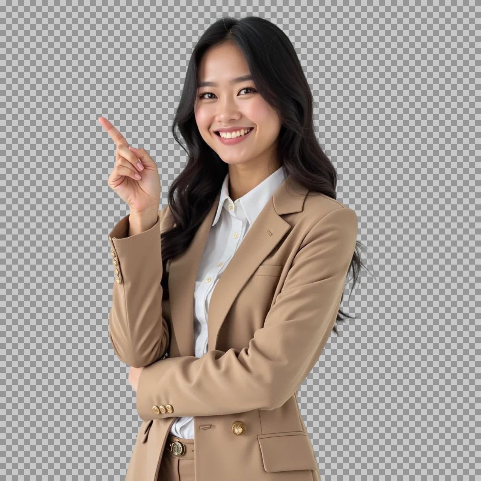 Professional Asian Businesswoman Pointing PNG | Transparent Background