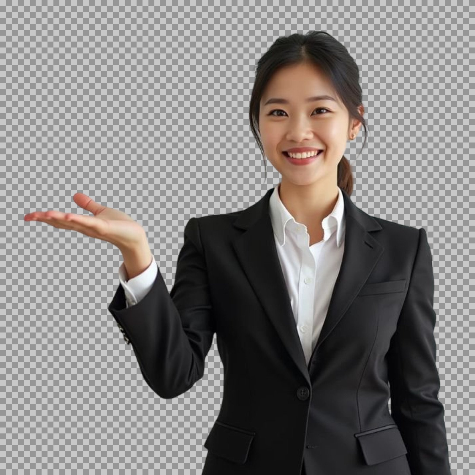 Asian Businesswoman Presenting PNG | Transparent Background