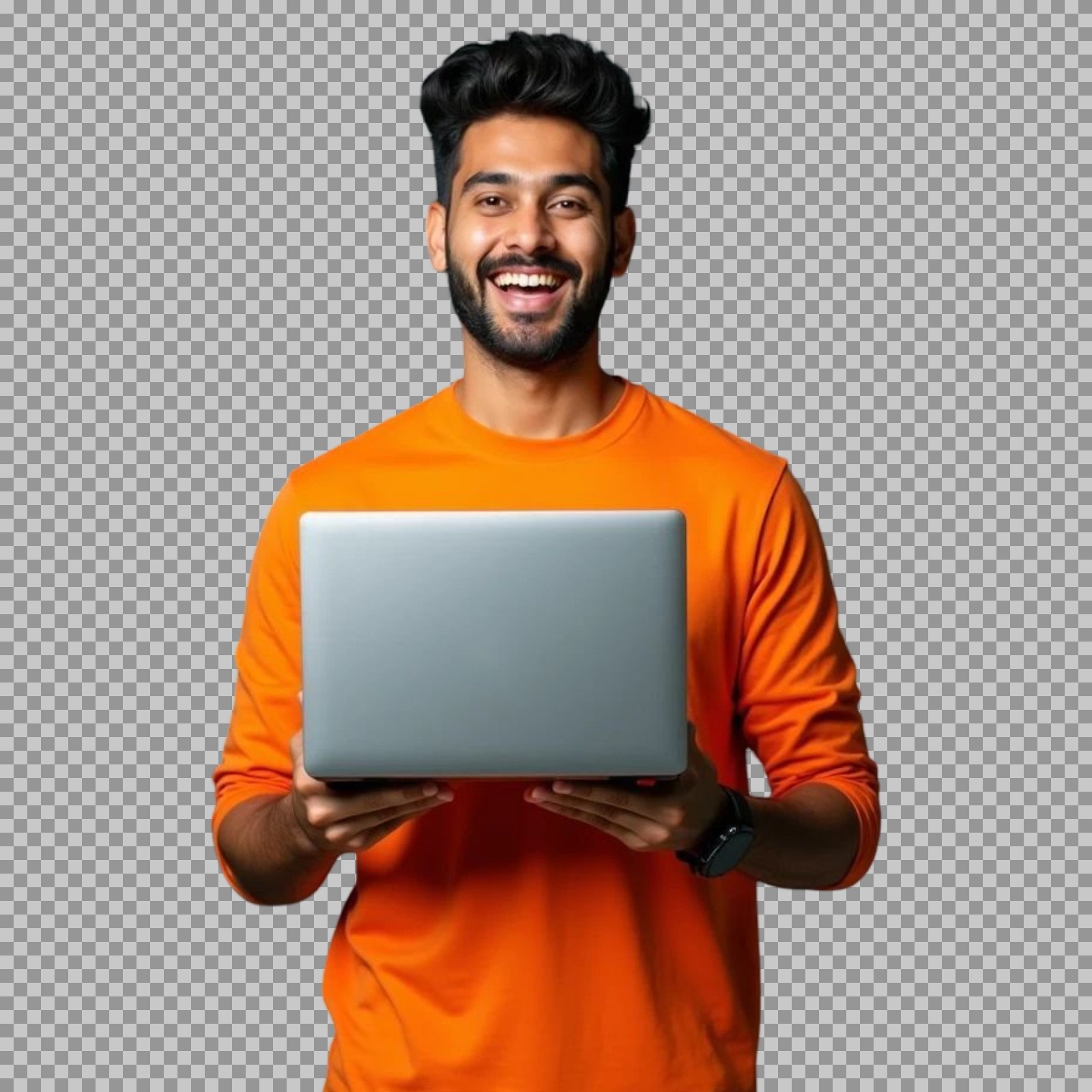Indian Man with Laptop PNG | Transparent Background...