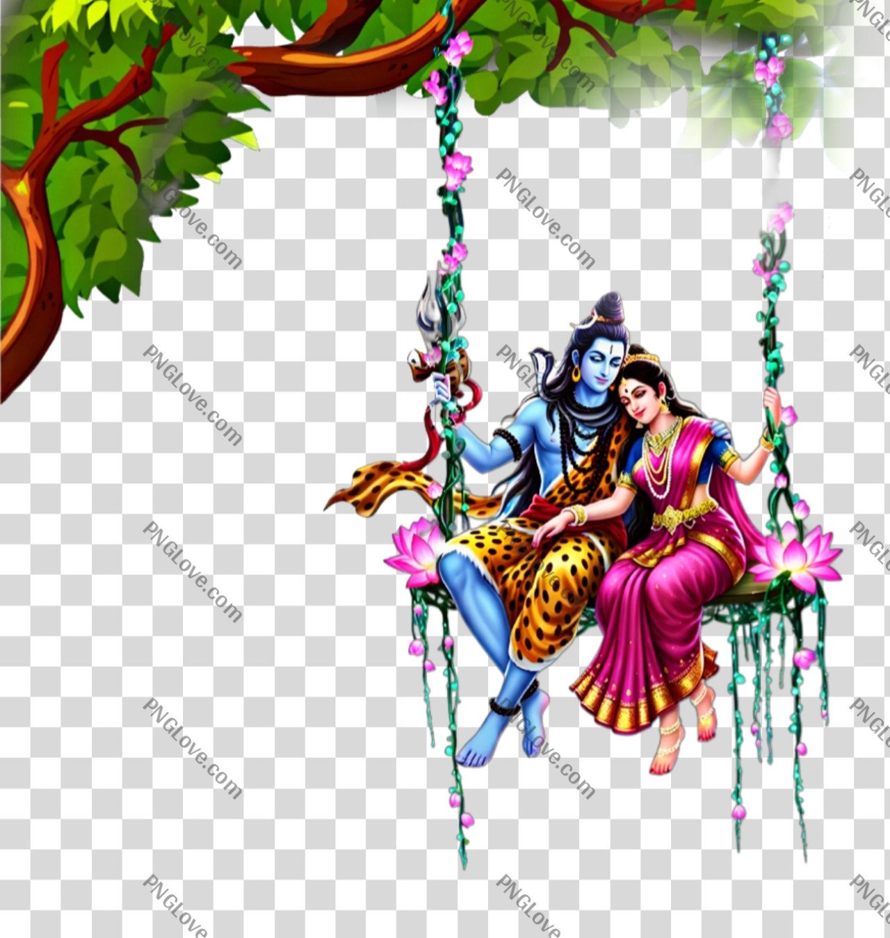 Shiv Parvati on Swing PNG | Teej & Sawan Special HD Image