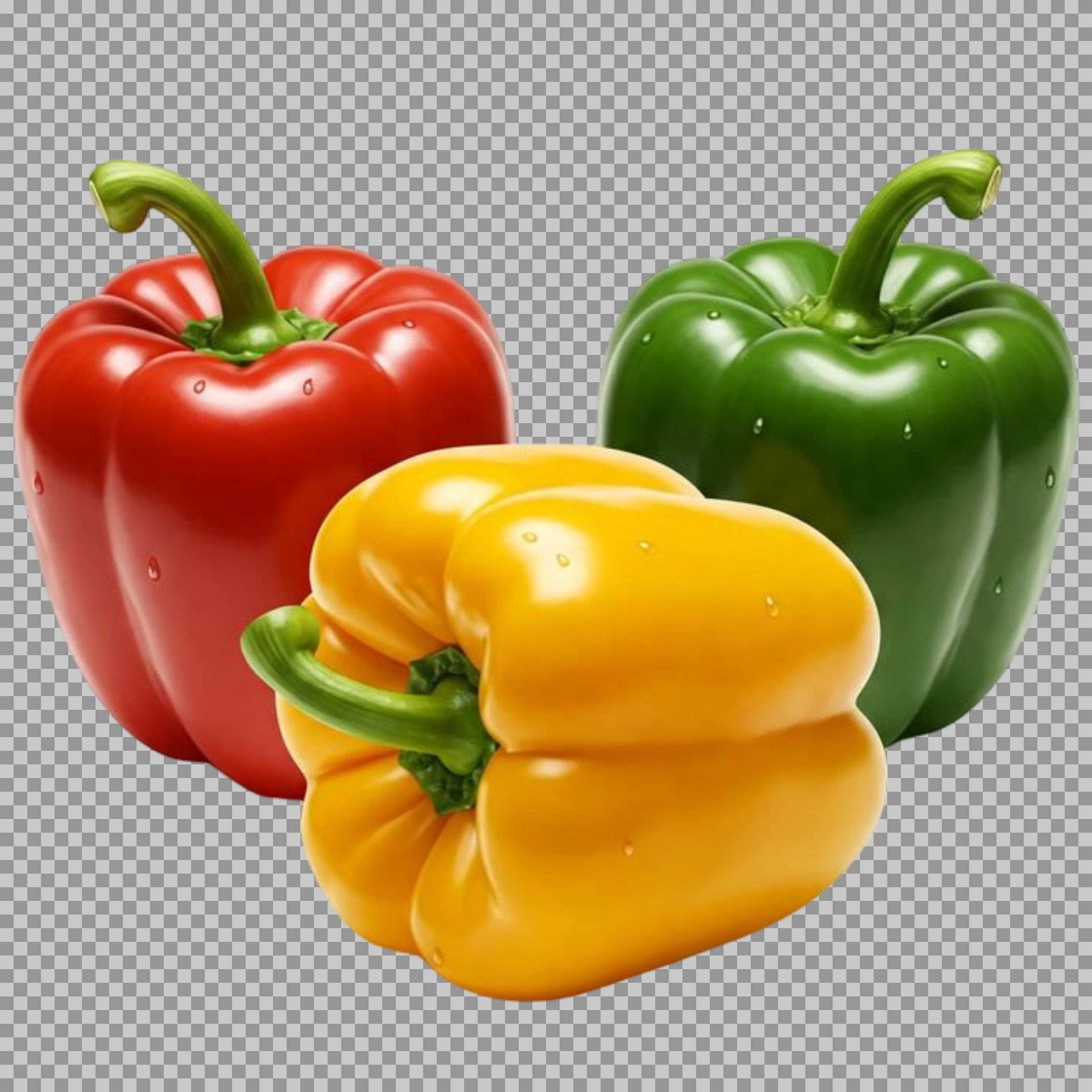 Fresh Bell Pepper Trio PNG | Red, Yellow & Green Peppers...