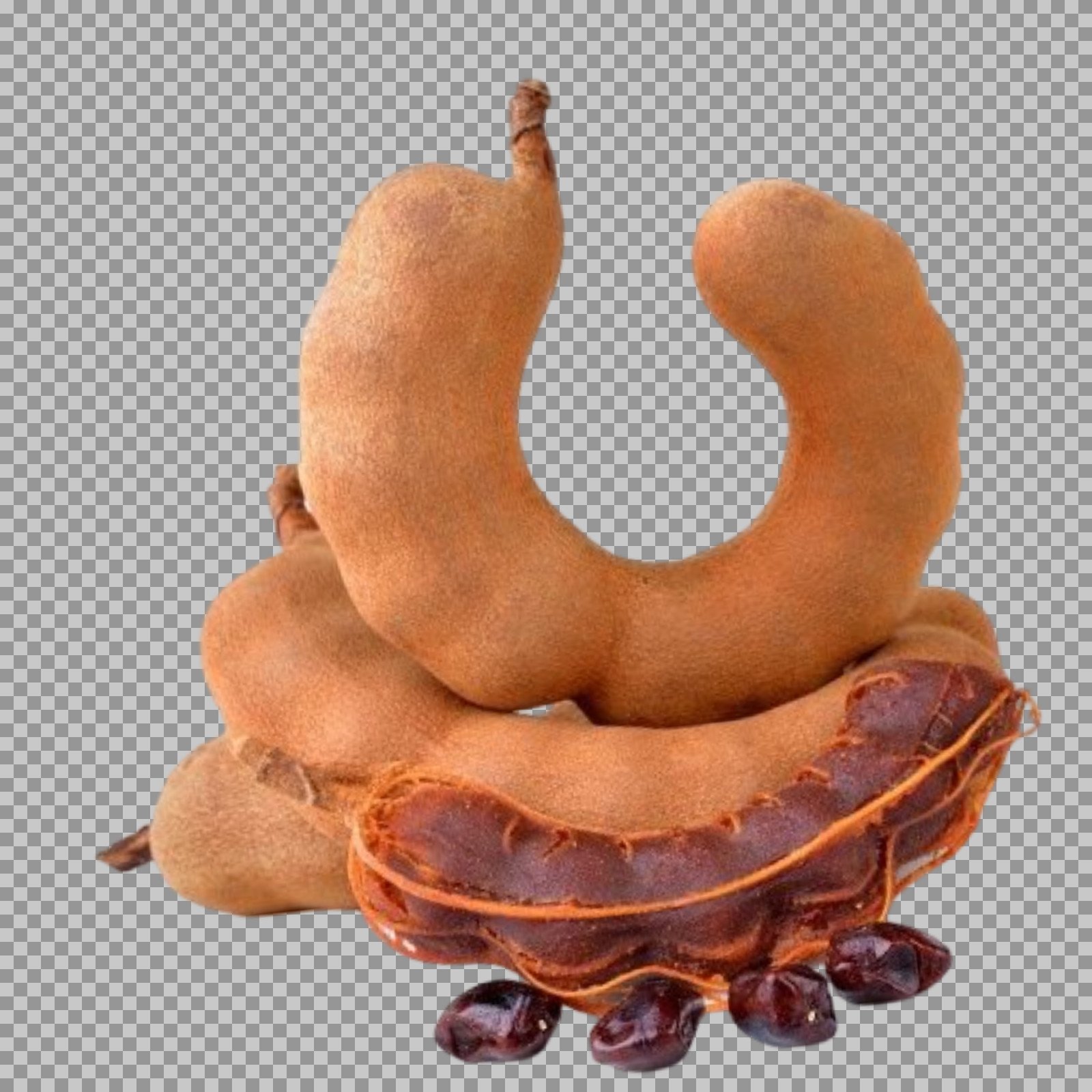 Tamarind Pods PNG | Whole & Opened with Pulp & Seeds