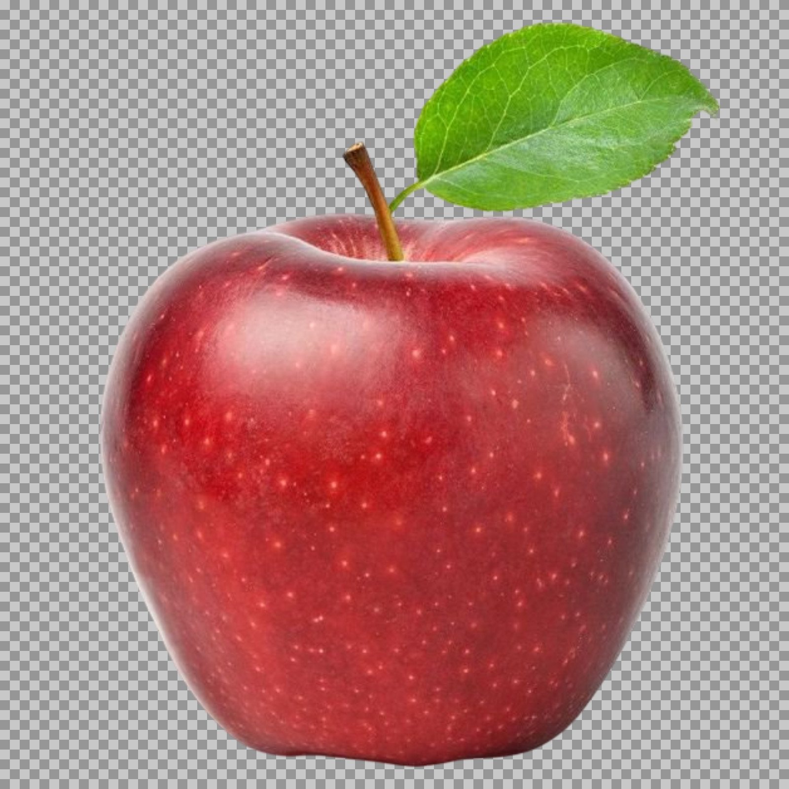 Single Red Apple with Leaf PNG transparent image...
