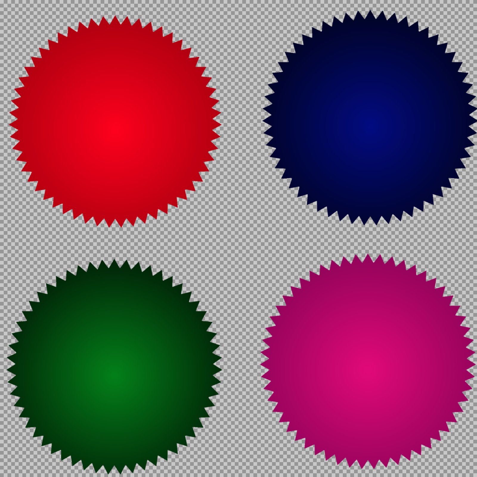 Free Colorful Starburst Seals PNG | Set of 4 Graphic Badges