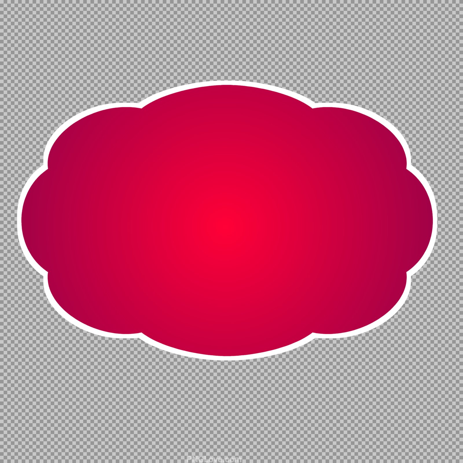 Free Red Cloud Frame PNG | Scalloped Label with White Border