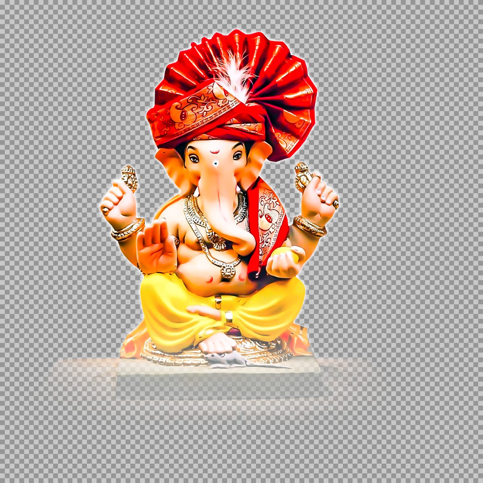 Free Lord Ganesha PNG | Ganpati Idol with Red Turban Sticker