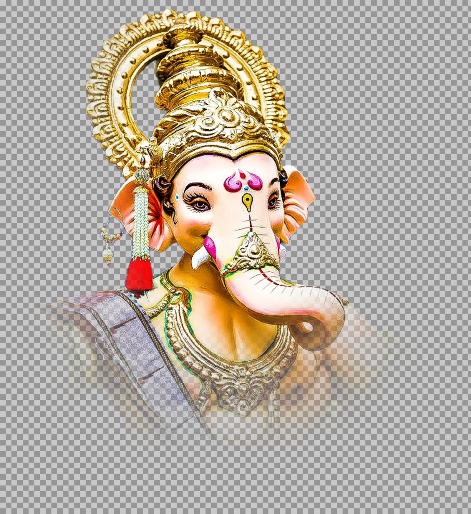 Free Lord Ganesha PNG | Ornate Ganpati Idol with Golden Crown